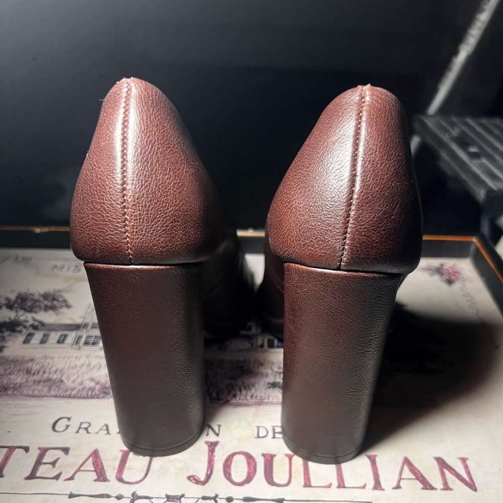 Brown leather heels